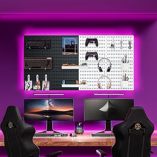 Pegboard Combination Kit for Wall Organizer, Wall Mounted Peg Board Kits for Kitchen, Bedroom, Office, &Bathroom, 4 Pieces Black Pegboards and 14 Accessories, 22" x 22"