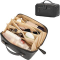Travel Makeup Bag Large Capacity Cosmetic Bags for Women Waterproof Make up Organizer Toiletry Bag Open Flat Portable with Divider with Handle Pouch (Black, 3L)