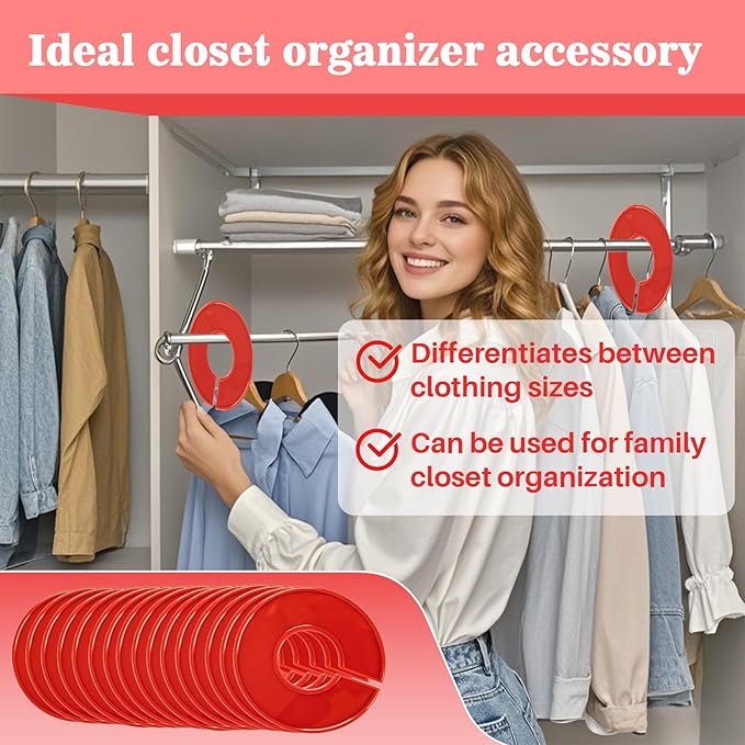 Sukh Closet Dividers 30pcs - Plastic Clothes Organizer Shelf Tags Labels for Clothing Rack Wardrobe Store Warehouse Nursery Must Haves Boutique Supplies Sturdy Durable Flexible No Burrs (Red)
