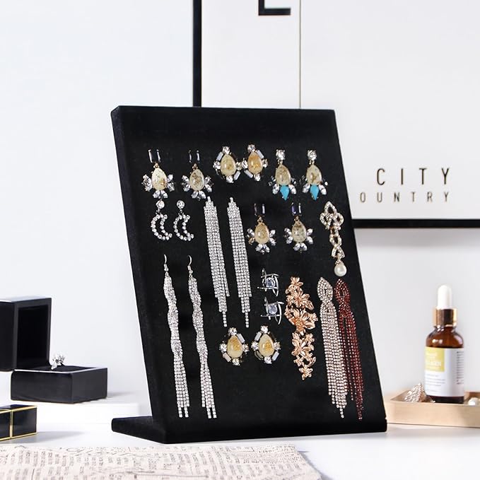 50 Slots Rings Display Stand, Ring Organizer Holder Stand for Selling, Ring Jewelry Pad Showcase Storage Tray for Home or Shop Sell Show (Black 2PC)