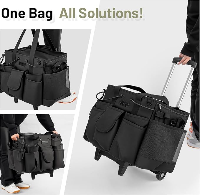 Large Cleaning Caddy for Cleaning Supplies Organizer, Rolling Cleaning Caddy Bags with Wheels for Housekeepers, Cleaning Carts on Wheels for Home Car Office Picnic