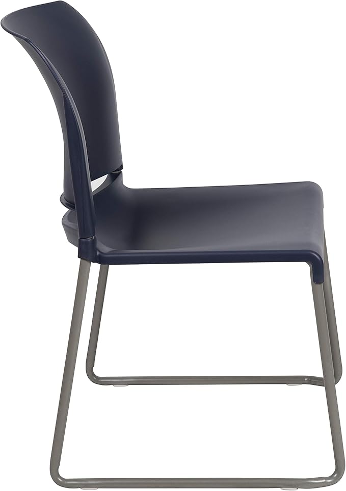 Flash Furniture Hercules Series Contoured Stacking Chairs for Waiting Rooms and Offices, Ergonomic Lobby Chairs with Curved Back, Set of 5, Navy