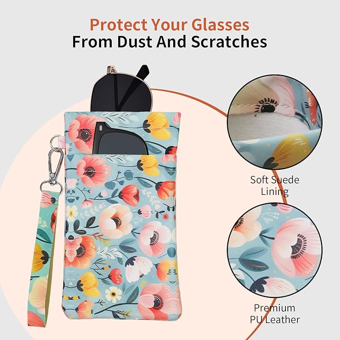 Double Eyeglass Case Soft Dual Glasses Case for Women Men Travel Squeeze Top Sunglasses Cases Eyeglasses Pouch