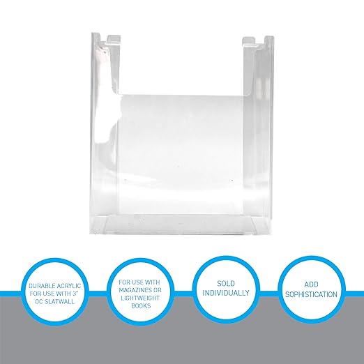 SSWBasics Slatwall Accessories - Clear Styrene Slat Wall Accessory, 8.5'W x 11'H x 2.5'D, Holds Standard Sheets & Magazines - Compatible Literature Holder for 3' on Center Slatwall
