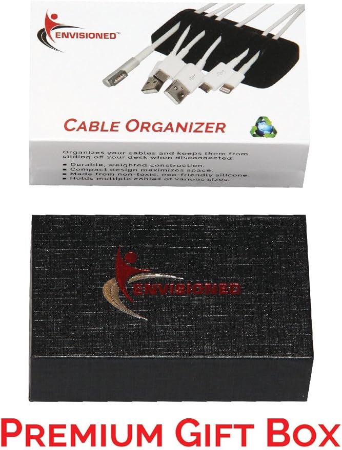 Heaviest Cable Organizer on The Market! Compact and Weighted Desktop Cord Holder and Cable Organizer, Eco-Friendly Silicone, No Bad Smell, Bundled with 4 Reusable Cable Ties! (Blue)