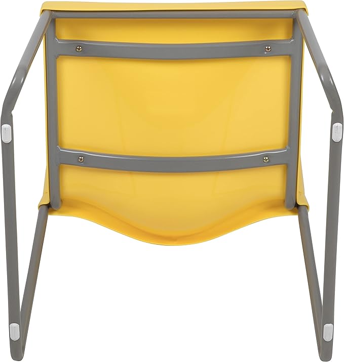 Flash Furniture HERCULES Series 880 lb. Capacity Yellow Full Back Contoured Stack Chair with Gray Powder Coated Sled Base