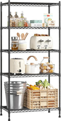 59.4" H x 21.5" W x13.6 D 5-Tier Storage Shelves 1010LBS Wire Shelving Adjustable Metal Shelving Unit Pantry Shelves Sturdy Steel Commercial Shelf for Kitchen Pantry Closet Laundry School