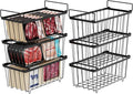 iSPECLE Deep Freezer Organizer Bins - 6 Pack Stackable Freezer Organizer Bins for 7 Cu.FT Chest Freezer Sort Food, Easy to Get Food from Bottom, Better Ventilation, Black