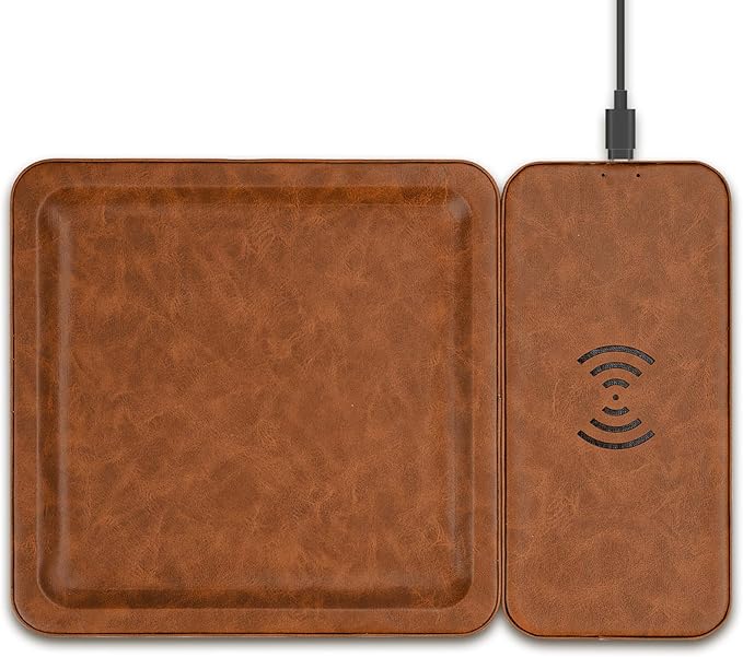 White Elephant Gifts for Men Dad Husband from Daughter Son Wife, PU Leather Wireless Charging Station and Valet Tray, Xmas Present Stocking Stuffers, Boyfriend Christmas Birthday Gifts for Him