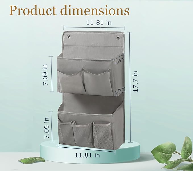 Wall Hanging Organizer – Over The Door Storage & Behind Door Organizer for Dormitory, Bathroom, Bedroom, Kitchen, Nursery, Space-Saving (Grey, 1 Pack)
