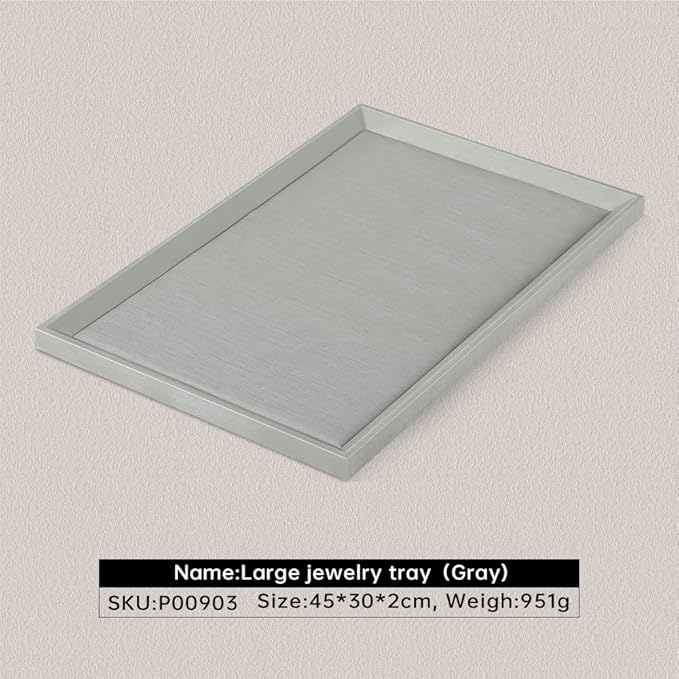 Jewelry Flat Tray, Leather Tray,Premium Grey Jewelry Tray,Jewelry Organizer Tray For Watch,Necklace,Ring,Pendants