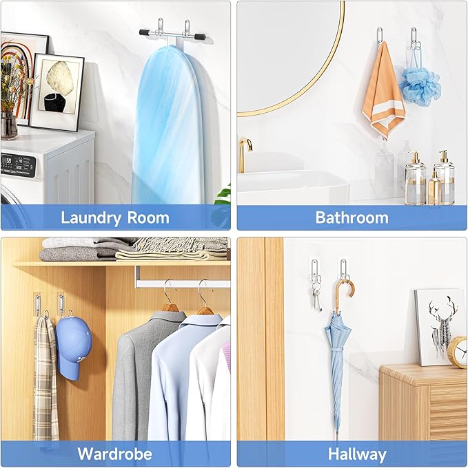 Ironing Board Holder Wall Mount, Durable Ironing Board Holder Stainless Steel, Space Saving Iron Board Hook for Wall Heavy Duty, for Laundry Room Livingroom Bathroom Small(Y or T Leg)