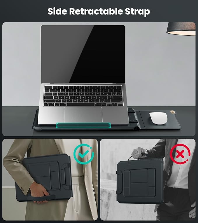 Nillkin 16 inch Laptop Sleeve with Handle (4-in-1), 2 Stand Modes, MacBook Sleeve with Adjustable Stand & Mouse Pad, Slim Laptop Case 16 inch for Samsung/Surface/HP/Chromebook/Dell 13-16'', Black