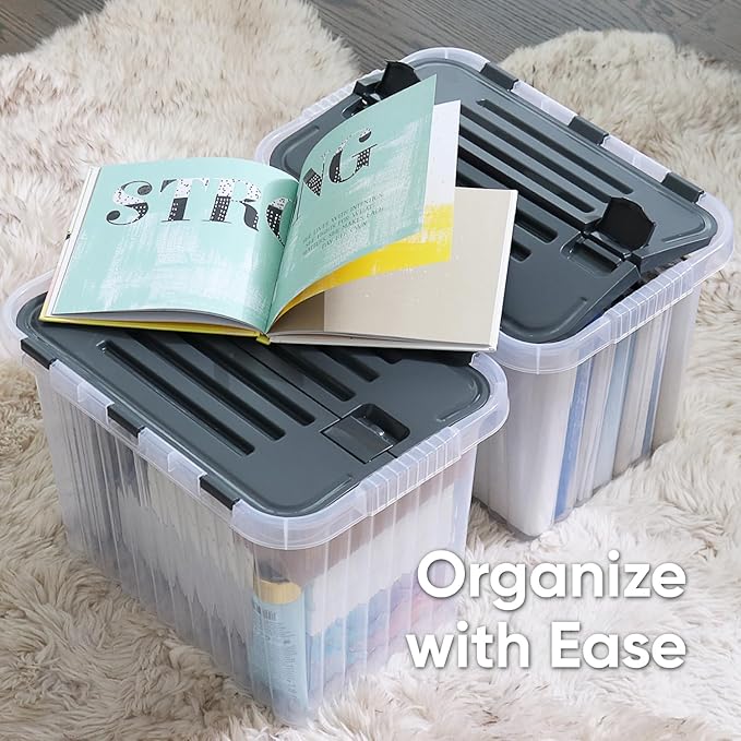 Superio 26 L Deep Storage Container with Hinged Lid 27.5 Quart (4 Pack)