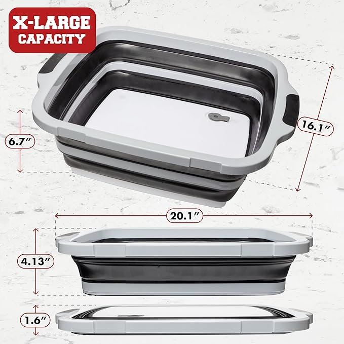 KITCHEN PERFECTION Collapsible XL Smoker & BBQ Prep Tub with Locking Lid & Cutting Board - Grill Caddy Container for Meat Marinating & Brine Perfect For Brisket, Turkey & Ribs - Best Gift For Men