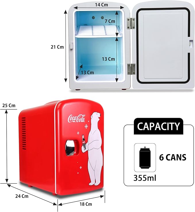 Coca Cola Polar Bear Mini Fridge Compact and Cute Refrigerator for Bedroom Office Dorm Travel Skincare Snacks and Drinks Small Portable Fridge with Adorable Polar Bear Design Perfect for Any Space