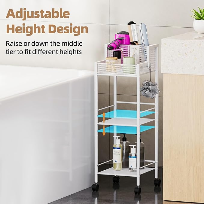 VITVITI Metal Hair Tool Organizer Shelf for Bathroom, 3 Tiers Hair Product Organizers Cart Floor Stand, Curling Irons Straighteners Storage Makeup Organizers for Vanity (White Color)