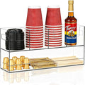 MYITYARD Coffee Cup Holder for Countertop, 2-Tier Clear Acrylic Cup Dispenser, Coffee Bar Accessories Organizer, Paper Cup and Lid Holder with Straw Organizer for Office, Home (5 Compartment)