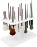 Makeup Brushes Drying Rack with Mat, 28 Holes Acrylic Brush Holder Stand Tree Tray, Folding Makeup Brush Holder (White)