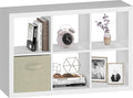 6 Cube Organizer, White Cube Storage Organizer with Fabric Bin, Cube Storage Shelf for Bedroom, Living Room, Office, Modular Bookshelf Organizer for Books, Closet