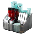Black Makeup Brush Holder & Organizer for Vanity, Bathroom Countertop - 5 Cup Toiletry Organizer for Skincare, Perfume, Hairbrush, Sunglasses & Desk Accessories