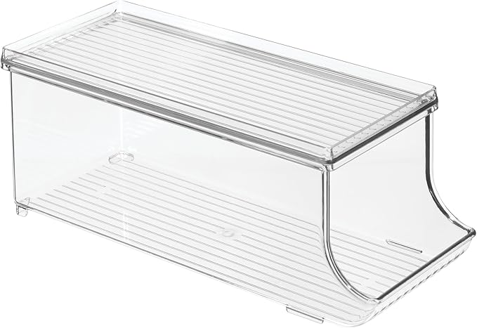 iDesign Soda Can Organizer with Lid for Pantry or Refrigerator - Set of 2 - Clear - Made in USA