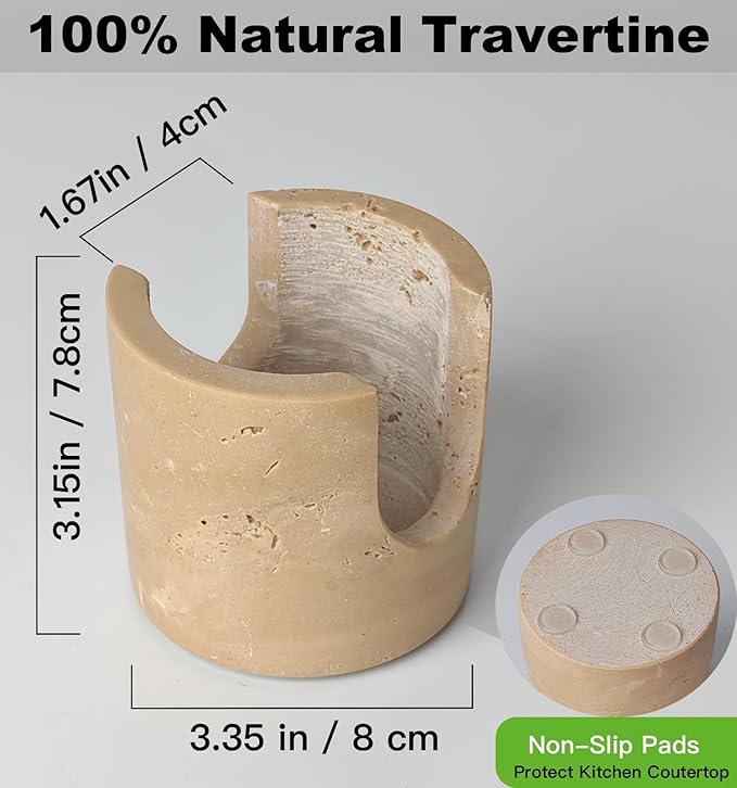 Luxury Travertine Sponge Holder – Fast-Drying, Rust-Proof Kitchen Sink Caddy, Non-Slip Base, Compact Stone Sponge Caddy for Kitchen Sink Counter, Perfect Gift for Modern & Farmhouse Homes, Beige