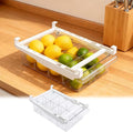 Fridge Drawer Organizer, Pull Out Shelf Storage Transparent Organizer for Refrigerator, Drawer Organizer for Egg, Fruit, Vegetable, Seafood, Meat, Cheese, Produce (White A)
