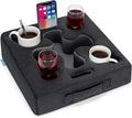 Couch Cup Holder-Sofa Cup Holder Pillow Tray Caddy Cupholder Hearted for Bed, Rv, Tv, Car, Man Cave, Backseat for Remote, Drinks, Snacks (Square-Grey)