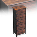 Curved Profile Dresser for Bedroom，5 Fabric Drawer Dresser with Waterproof Wood Top Chest of Drawers for Hallway, Living Room, Kid Room (Rustic Brown)