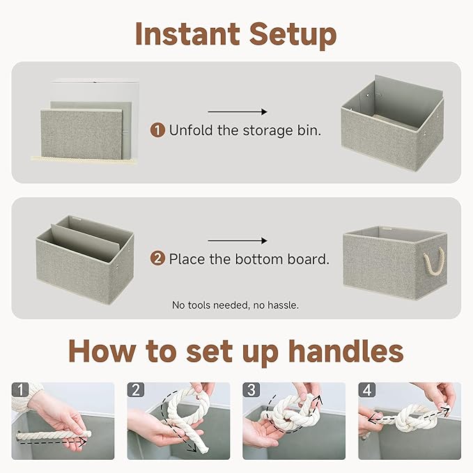 StorageWorks Storage Baskets for Shelves, Foldable Fabric Closet Storage Bins with Handles, Fabric Storage Bins Clothes Organizer, Gray, 3-Pack, Large