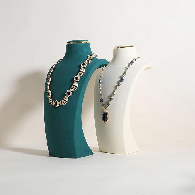 velvet necklace display stand, necklace display holder for selling, bust jewelry display, necklace mannequin display stand【Green-Large】