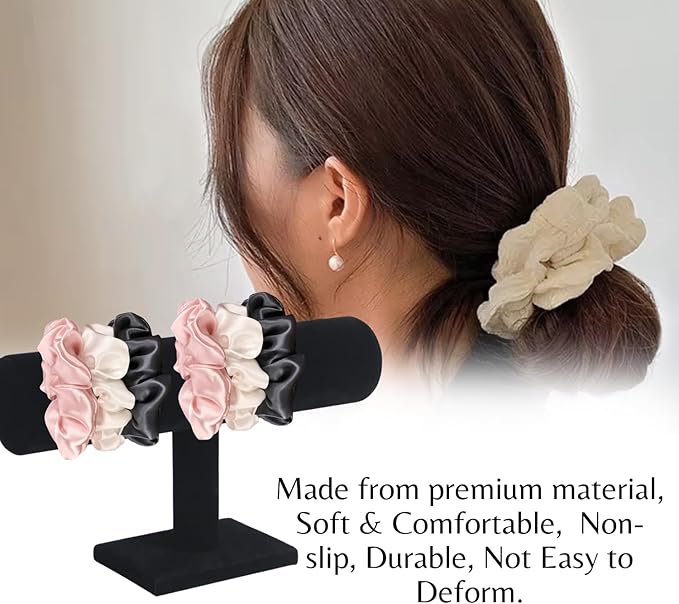 Novel Box Black Velvet T-Bar Bracelet Display Stand - Jewelry Organizer Tower Stands for Necklace Bangles Pendants Watch Anklets Scrunchie Storage - Hair Tie Organizer for Selling or Personal Use