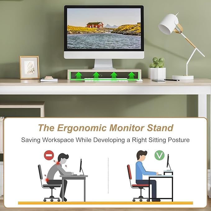 55 Inch Reversible L Shaped Computer Desk with 3 Drawers, Corner Desk with Storage Shelves and Removable Monitor Stand, White and Walnut