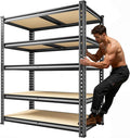 72.1" H Garage Shelving 2030LBS Garage Storage Shelves, 5 Tier Adjustable Metal Shelving, Storage Shelves for Storage, Basement, Warehouse, Pantry, Kitchen, 35.5" W x 15.7" D x 72.1" H, Black
