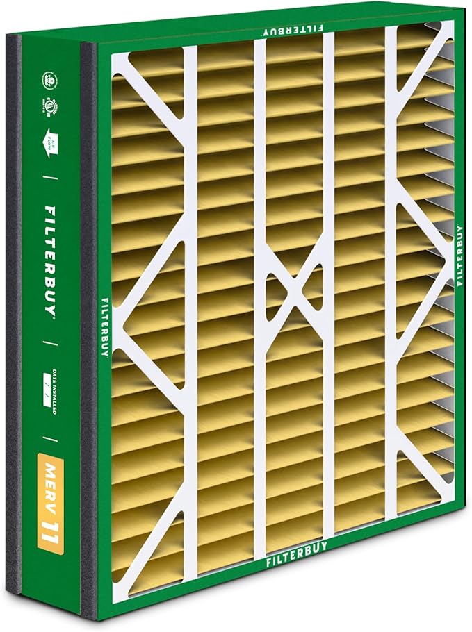 Filterbuy 20x20x5 Air Filter MERV 11 Superior Pet & Allergy Defense (4-Pack), Electrostatic Pleated HVAC AC Furnace Filters for Trion Air Bear 255649-103 & More (Actual Size: 19.63 x 20.63 x 4.88)