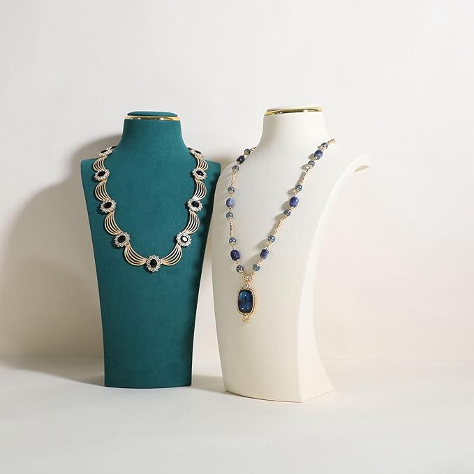 velvet necklace display stand, necklace display holder for selling, bust jewelry display, necklace mannequin display stand【Cream-Large】