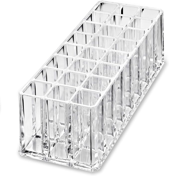 BY ALEGORY Acrylic Rollerball Perfume Organizer Beauty Scent Holder 24 Space Organization Refillable Container Tall Scented Oil Storage Display Case