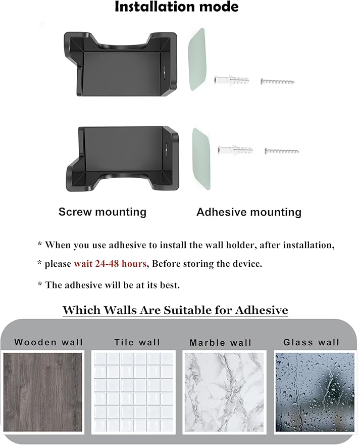 Power Strip Wall Mount Holder, Under Desk Power Strip Holder, Punch Free Socket Holder, Adhesive and Screw Two Mounting Options 2 Set (Black)