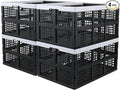 66 L Extra Large Stackable Storage Crate, Set of 4 Plastic Collapsible Crates