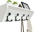 WEBI Wall Shelf with Hooks Underneath,24” Long Wall Mounted Coat Rack with Shelf,Entryway Coat Rack with 4 Triple Hooks for Hanging Coats,Jacket,Hallway,Bedroom,Mudroom,White