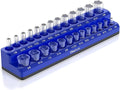 Olsa Tools Magnetic Socket Organizer | 1/4-inch drive | SAE BLUE | Holds 26 Sockets | Professional Quality Tools Organizer