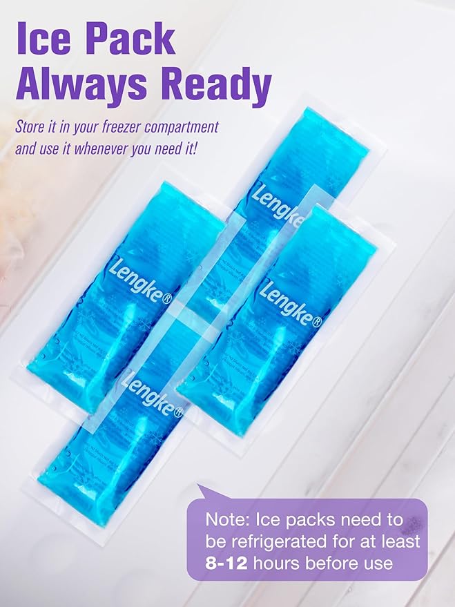 4 Pack Ice Pack for Insulin Cooler Travel Case - TSA Approved Ice Packs for Diabetic Travel Case and Travel Medicine Organizer,Small Gel Ice Pack for Refrigerated Medicine Travel Case by Leng Ke