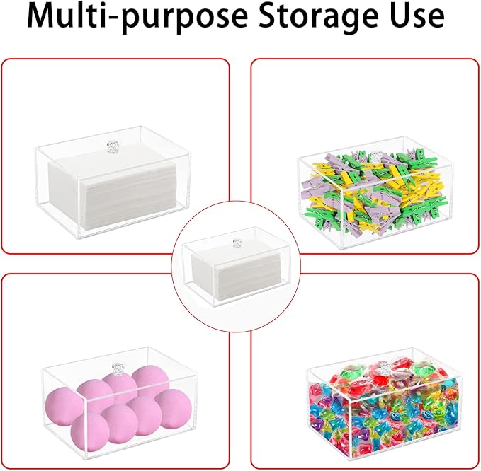 Weiai Acrylic Dryer Sheet Holder, Clear Dryer Sheets Box Container for Laundry Dispenser Storage