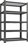 Standing Shelf Units Heavy Duty Storage Rack Industrial Wire Mesh Shelving 2750LBS Double Layer Support Floor Mount 5-Tier Black for Garage Storage Warehouse 72" H x 35" W x 15.5" D