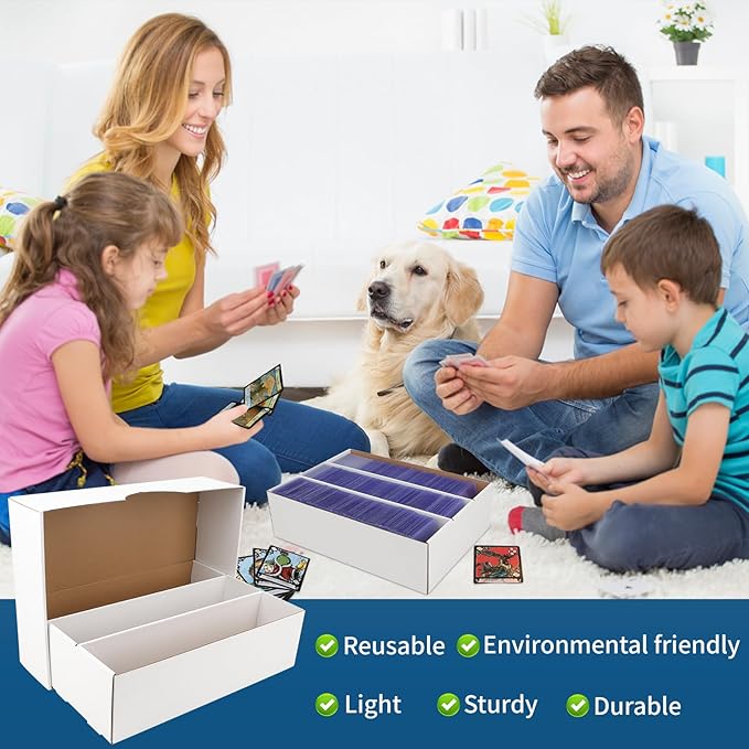 8 Pack Trading Card Storage Box, 2340 Count Card Storage Box White Sports Cards Organizer Box Trading Cards Box for Storing Protecting and Organizing Soccer Basketball Game Cards