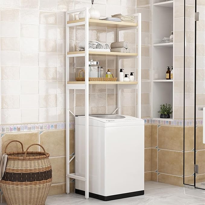 Gdrasuya10 Over The Washer and Dryer Storage Shelf for Laundry Room, 3 Tier White Washer Storage Utility Rack Shelf Laundry Storage Shelf Organizer Space Saving for Room