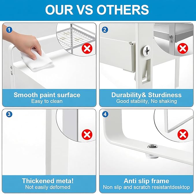 Expandable Cabinet Shelf Organizer 14-25 Inch Adjustable Length, 9" Wide 2-Tier (8" Bottom Layer) Metal Storage Rack for Kitchen Pantry, Under Sink Countertop - Heavy Duty White(2 Pack)