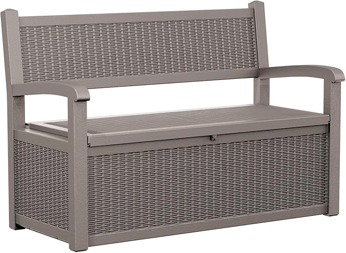 Outdoor Storage Bench - Waterproof Resin Patio Bench, Multi-Functional Patio Bench with Storage for Garden, Deck, or Entryway