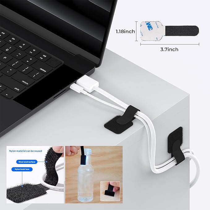 98 Pcs Cable Management Kit, Prevents Cables from Tangling Cable Straps, Cord Management, Wire Organizer for Computer/PC/Desk/Under Desk/Home/Office/Gaming Room